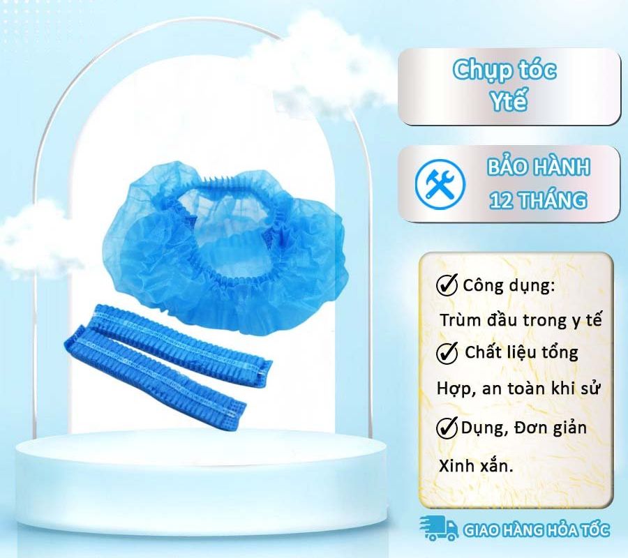 Mũ chụp tóc y tế mũ chùm đầu 100 chiếc dành cho bác sĩ spa thẩm mỹ viện,