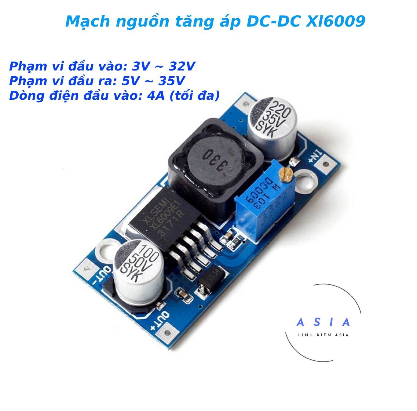 [HCM]Mạch nguồn tăng áp DC XL6009 4A