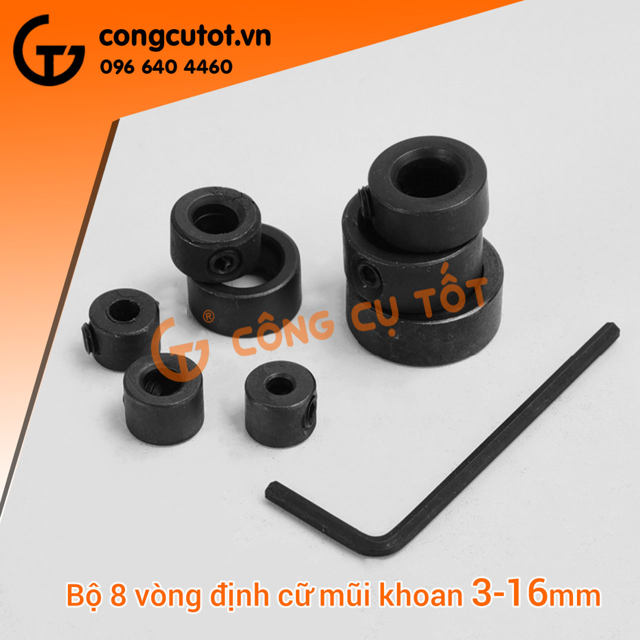 Vòng định cữ khoan bộ 8 chiếc 3-16mm thép gió