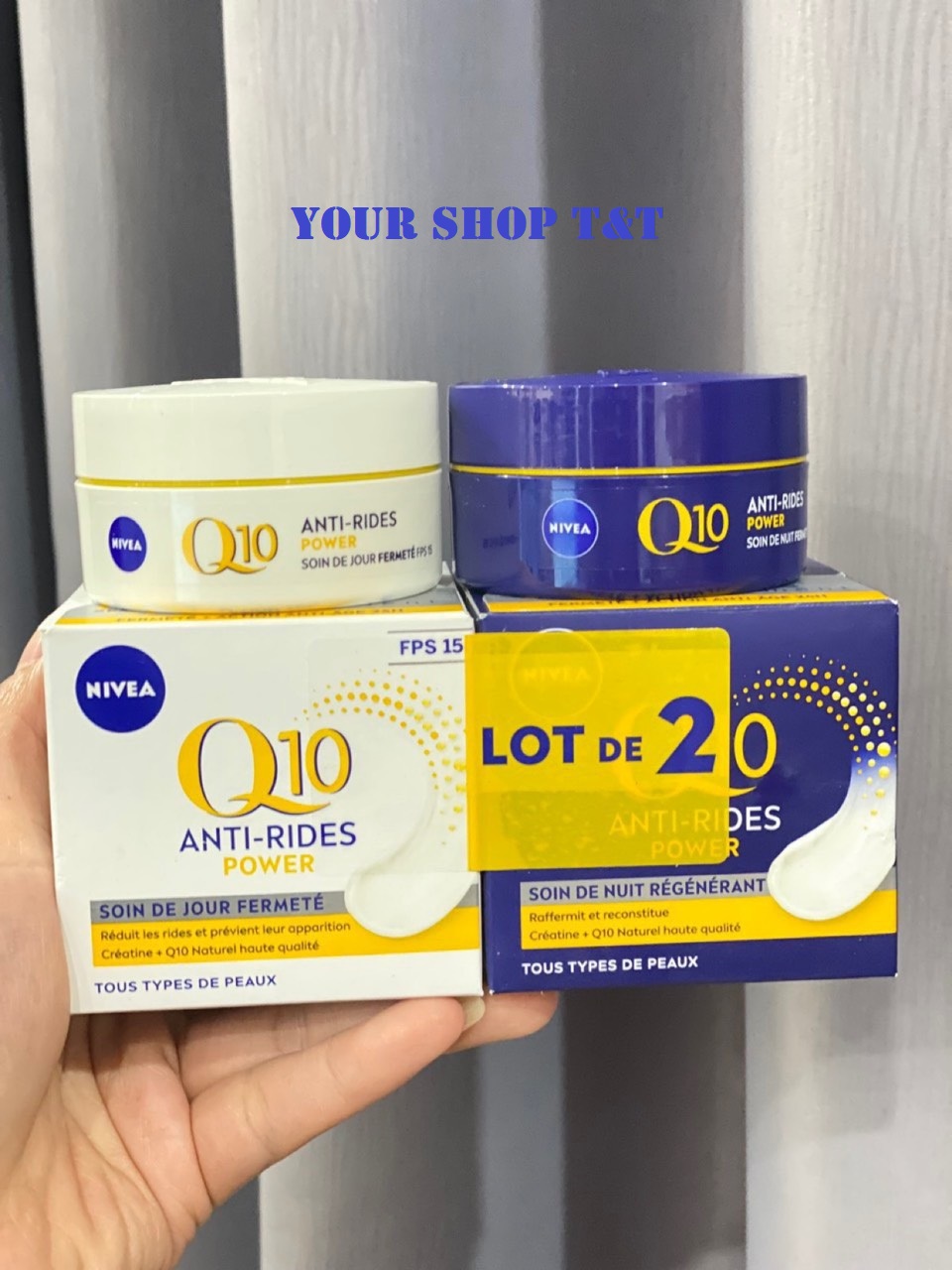   Bill Pháp  Bộ Kem dưỡng da ngày đêm chống lão hóa tăng cường đàn hồi cho làn da NIVEA Q10 Anti-Rides Power 50ml*2 hộp 