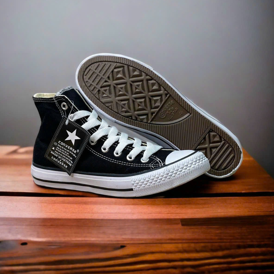 Giày bata converse cổ cao đen nam nữ, hàng đẹp y hình