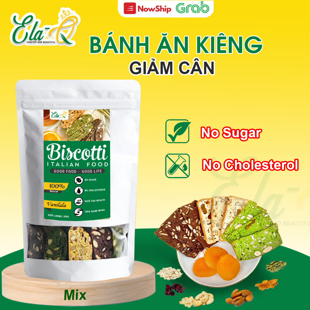 Bánh ăn kiêng BISCOTTI chuẩn vị Ý ElaQueen - Bánh ăn kiêng giảm cân, bánh không đường, ăn vặt, eatclean healthy