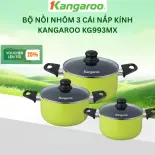 Bộ nồi nhôm 3 cái nắp kính Kangaroo KG993MX