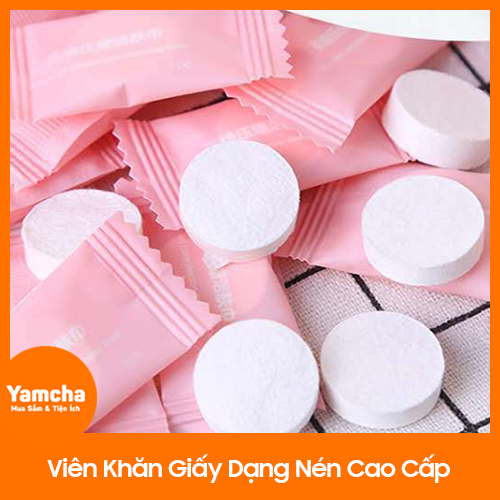 Combo 10 khăn giấy nén cao cấp dạng viên kẹo du lịch tiện lợi