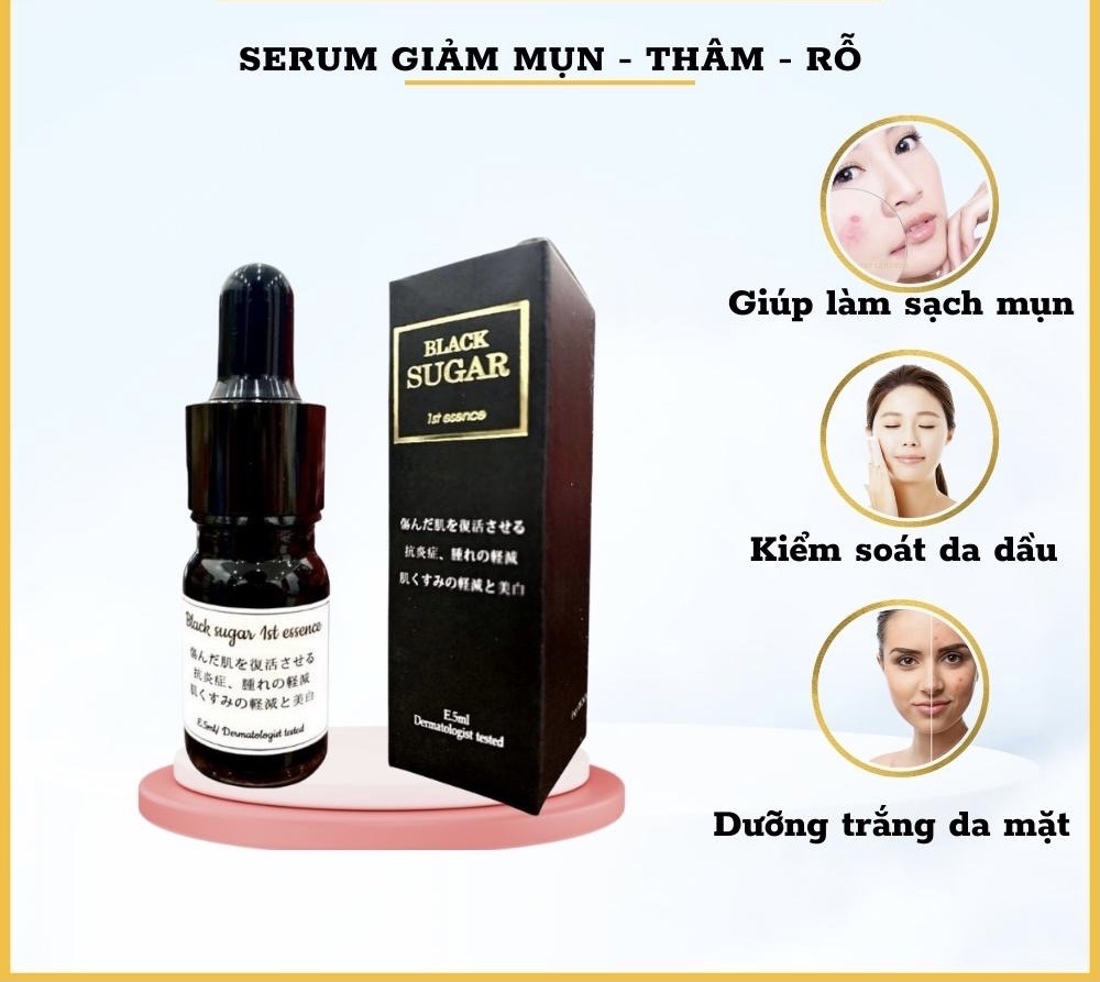 Serum giảm mụn dưỡng da Black Sugar Nhật Bản, tinh chất căng bóng, mờ thâm