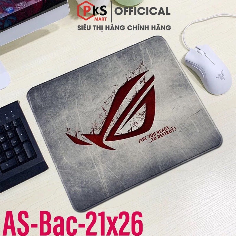 Lót Chuột, Pad Chuột Gaming Cỡ Lớn, Nhỏ ASUS-ROG 80x30x2mm 210x260x2mm Bo Viền Chắc Chắn Đế Cao Su - PKSMART