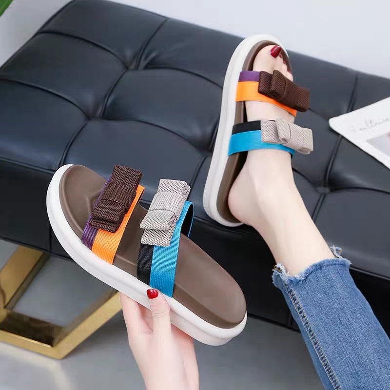 (Video)Dép nữ Quai Ngang Nơ Siêu Êm Thời Trang Trẻ (Grab Store)