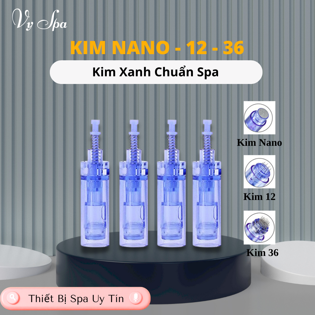 Combo 10 đầu kim xanh nano 12 36 cấy tảo, cấy trắng, cấy tinh chất, sẹo rỗ, nám cho máy phi kim dr pen