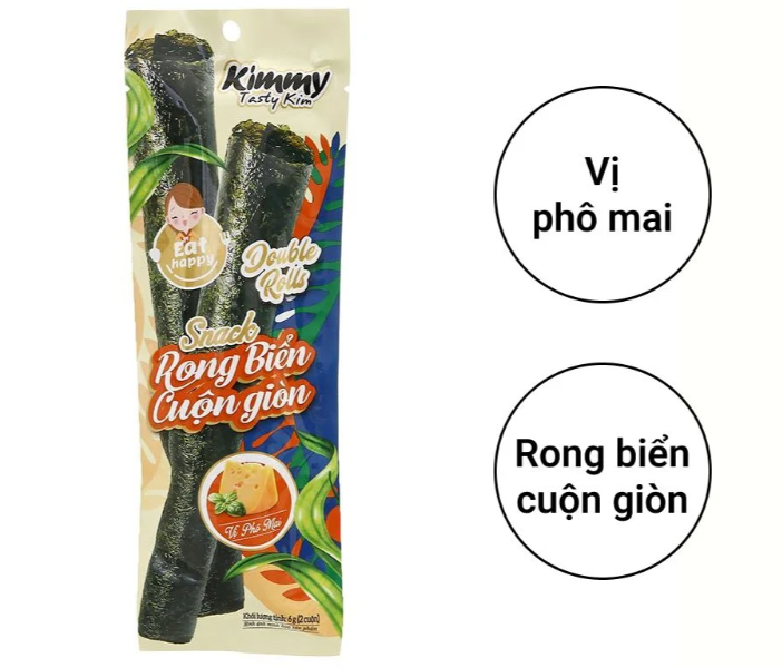 Snack rong biển cuộn vị phô mai Kimmy gói 6g