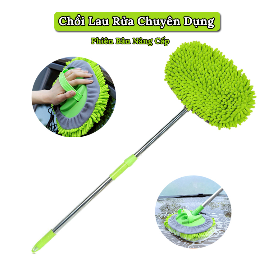 Chổi Lau Rửa Xe Ô Tô Đa Năng Sợi Microfiber VERSION 2 – Chổi Dài Có 3 Nấc Điều Chỉnh Tiện Lợi Không Trầy Xước Sơn Xe