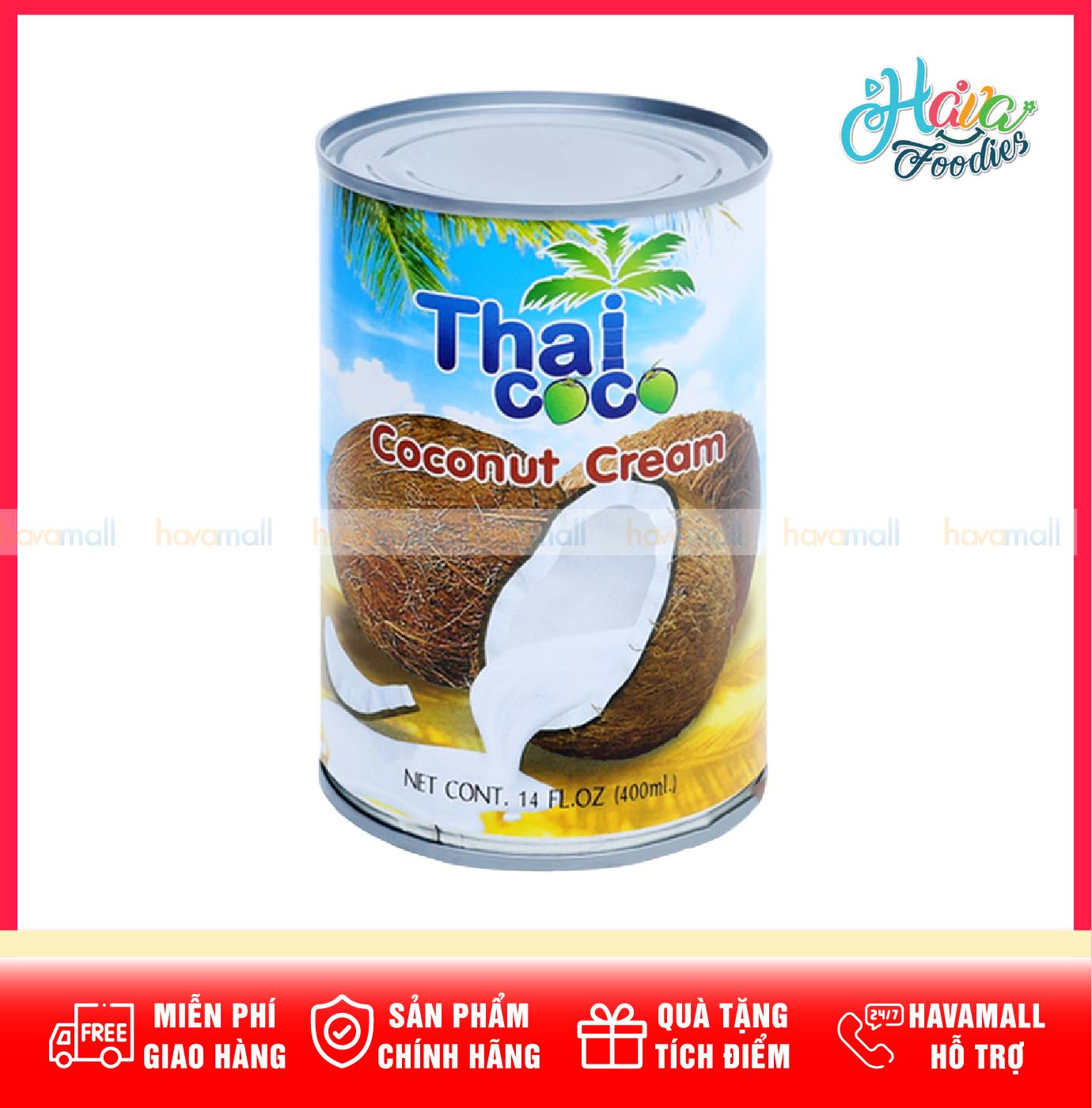 Nước Cốt Dừa Đậm Đặc Thai Coco Nhập Khẩu Thái Lan Lon 400ml – Thai Coco Coconut Cream