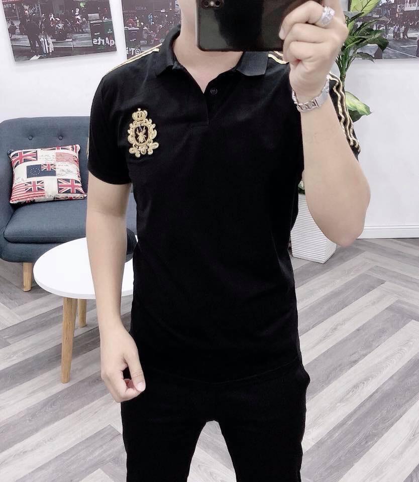 Áo Thun Nam Cổ Bẻ Viền Vai Phối Logo KT6653 Cao Cấp