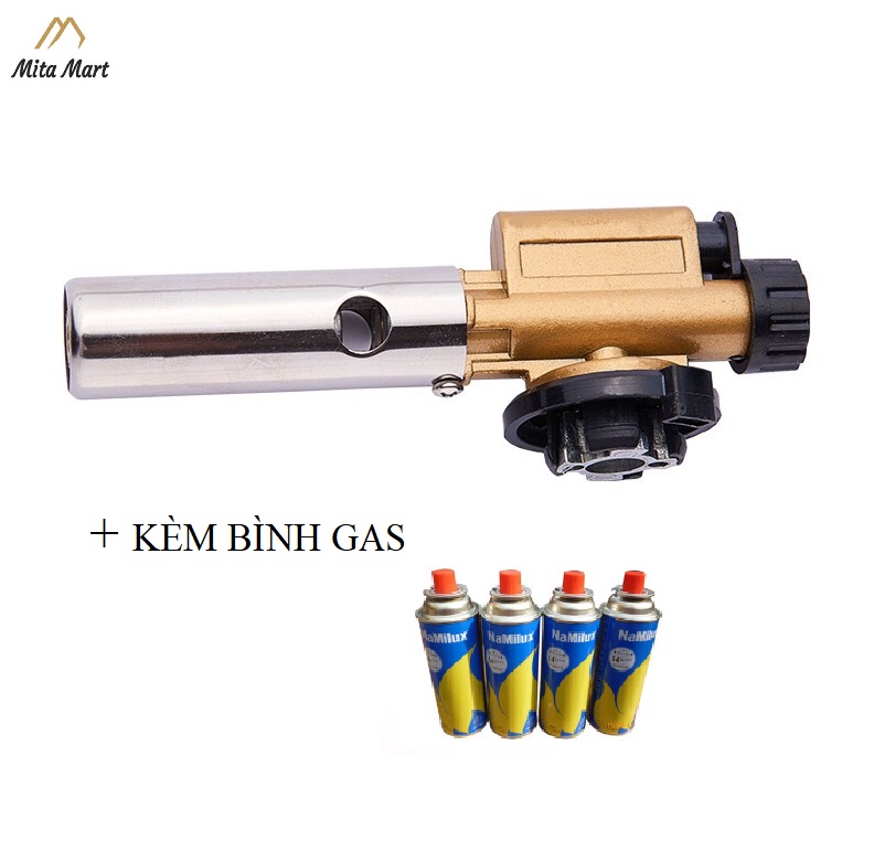 Đầu khò gas cầm tay ống đồng mồi tự động cực nhạy, điều chỉnh nhiệt độ cao, dụng cụ khò thực phẩm, hàn kim loại, mồi than cao cấp