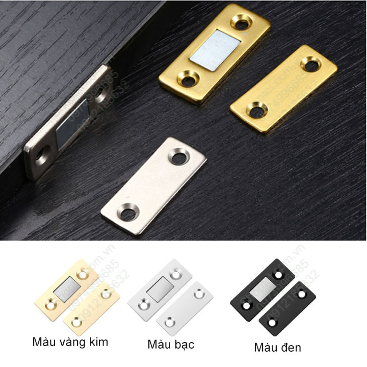 Bộ 2 chốt nam châm mini cho cánh cửa tủ, ngăn kéo bàn với nam châm mỏng, lực hút mạnh có băng dính 2 mặt và vít kèm theo