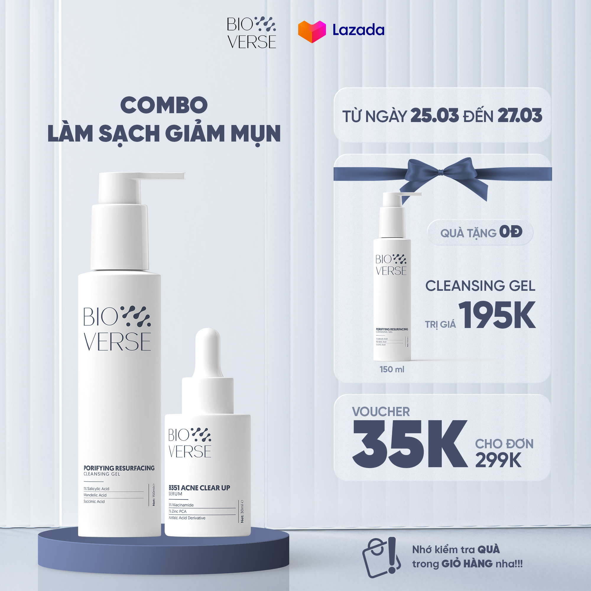 Bộ đôi làm sạch sâu & hỗ trợ ngừa mụn Porifying Resurfacing Cleansing Gel