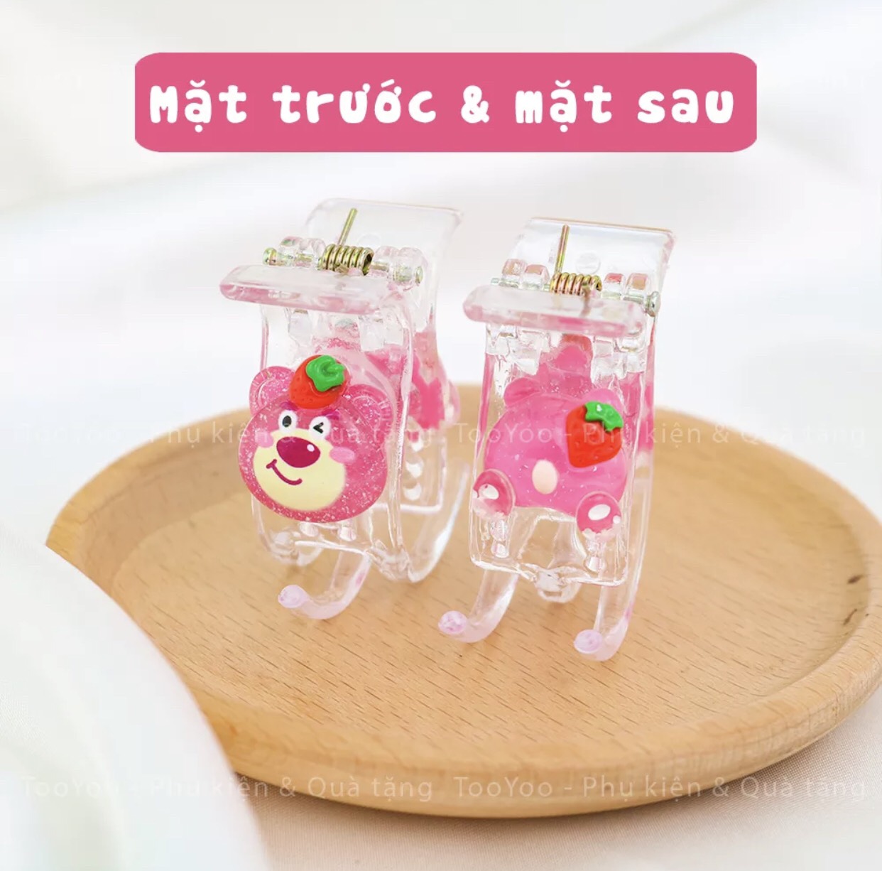Kẹp tóc càng cua 3 răng Gấu Dâu Lot so dễ thương cute TY0293