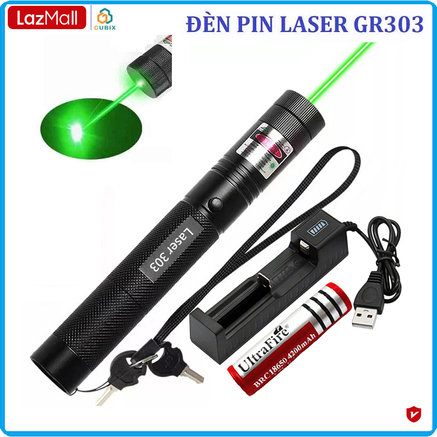 Đèn pin laser - đèn lazer 303 ánh sáng xanh cực sáng, chiếu xa