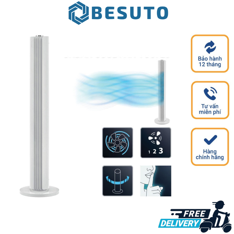 Quạt trụ tháp rowenta vu6720 / rowenta vu6770, quạt không cánh, quạt cây đứng, có điều khiển từ xa, hẹn giờ tắt, 3 tốc độ gió, nhập đức, bảo hành 12 tháng