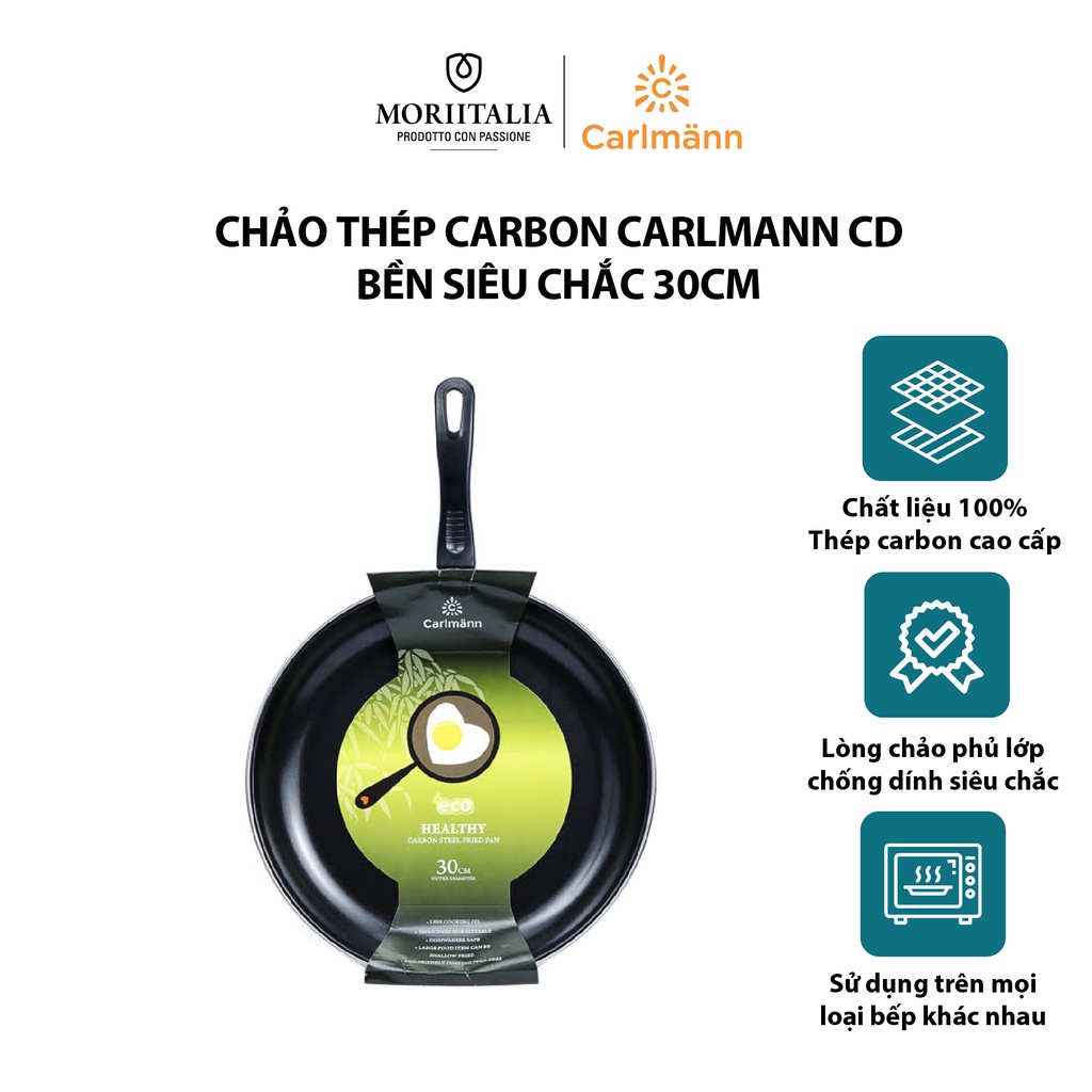 Chảo thép carbon Carlmann CD siêu bền chắc Moriitalia CM008297