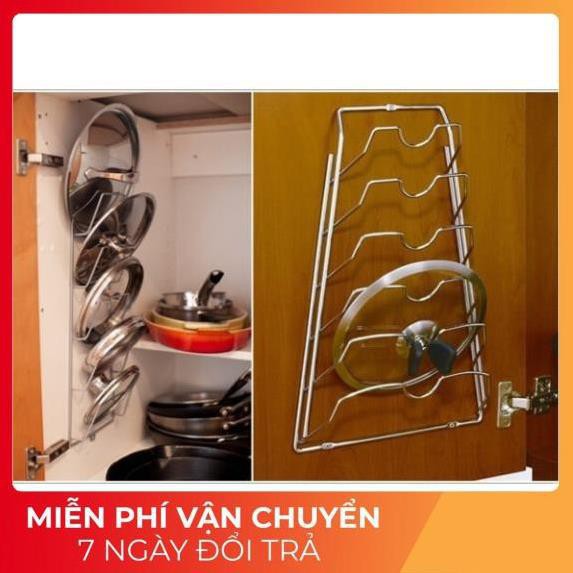 Giá để vung nồi 6 tầng inox ,Kệ gài vung nồi cài nắp xoong inox