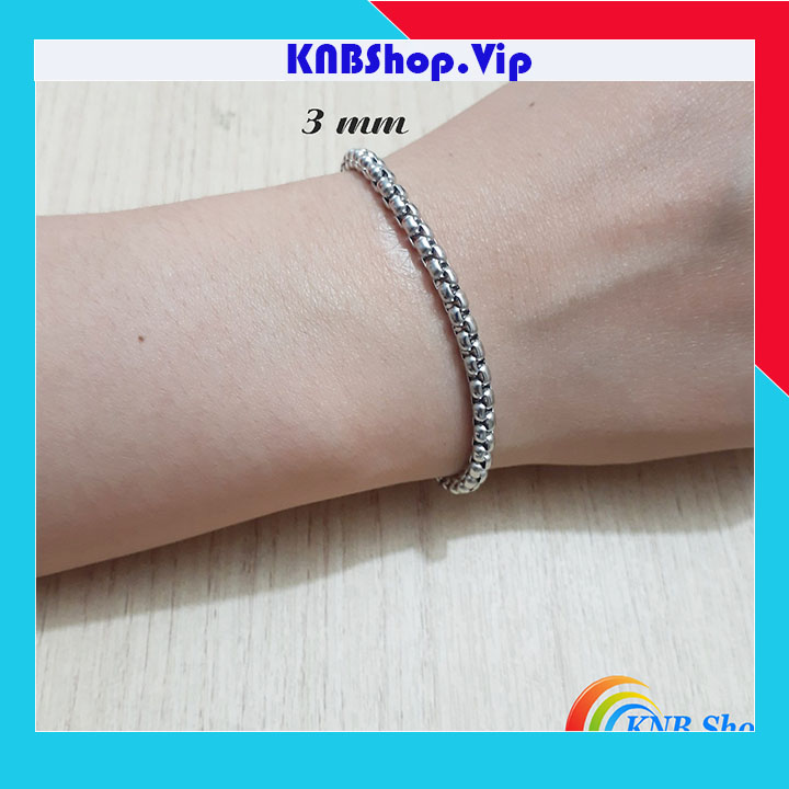 Lắc tay kiểu bông dừa khít 3mm đẹp, không đen, chuẩn thời trang - Chọn size theo yêu cầu