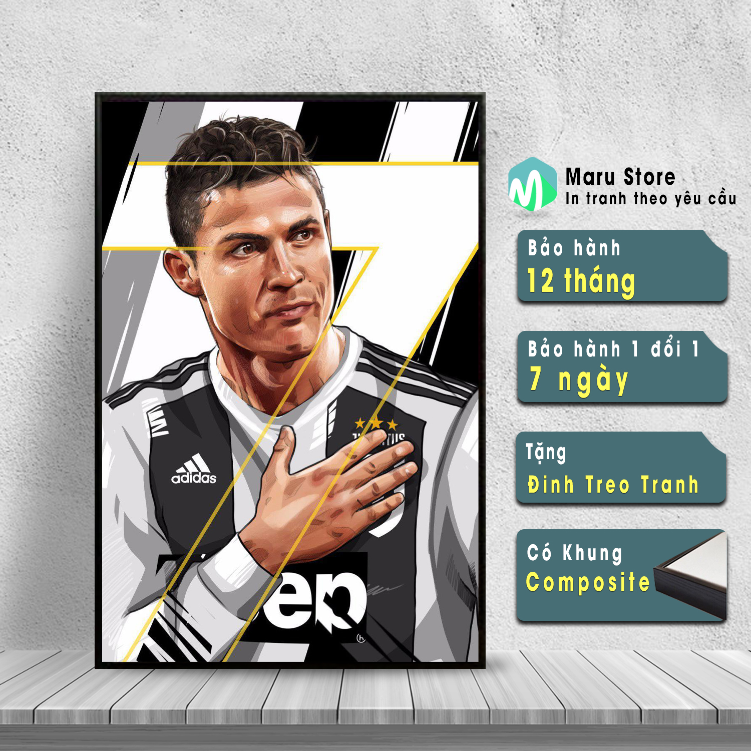 Tranh Ronaldo Treo Tường Tranh Canvas Cầu Thủ Bóng Đá Treo Tường