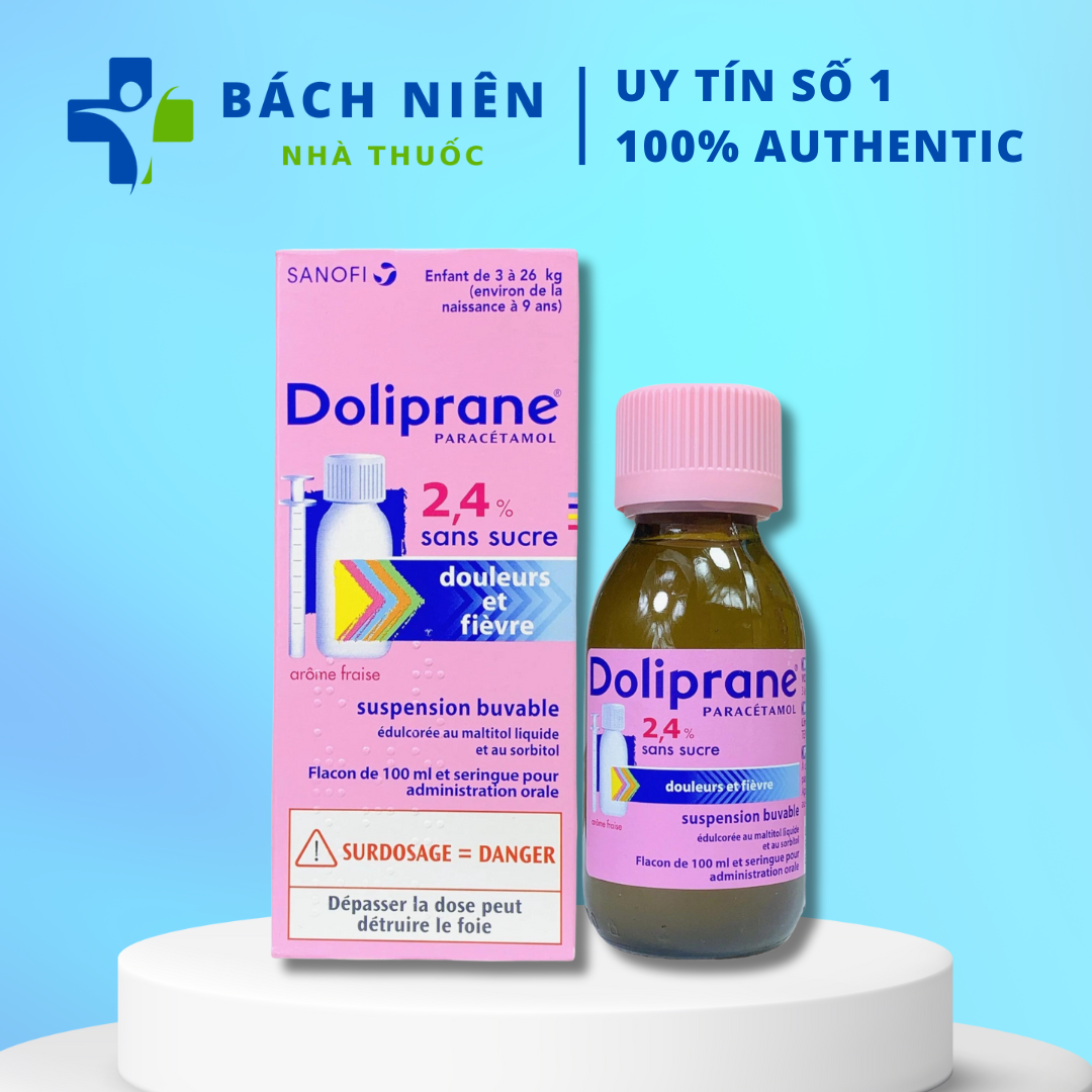 Siro hạ sốt Doliprane 100ml nội địa Pháp cho bé từ 3-26kg, Siro hạ sốt cho bé Doliprane của Pháp