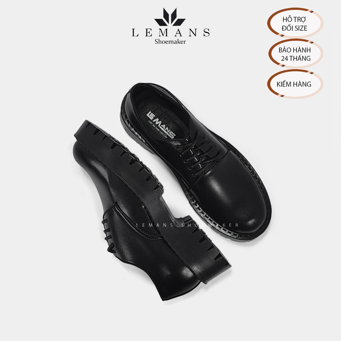 Giày nam da bò cao cấp Juno Chunky Derby LeMans CHK01 chính hãng bảo hành 24 tháng, giày đế chunky