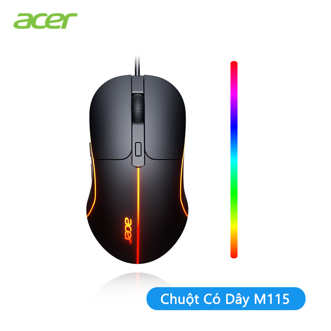 Acer chuột có dây 3200DPI Chuột chơi game nhẹ màu RGB ánh sáng công thái học im lặng nhấp chuột cho máy tính xách tay máy tính bảng Máy tính để bàn