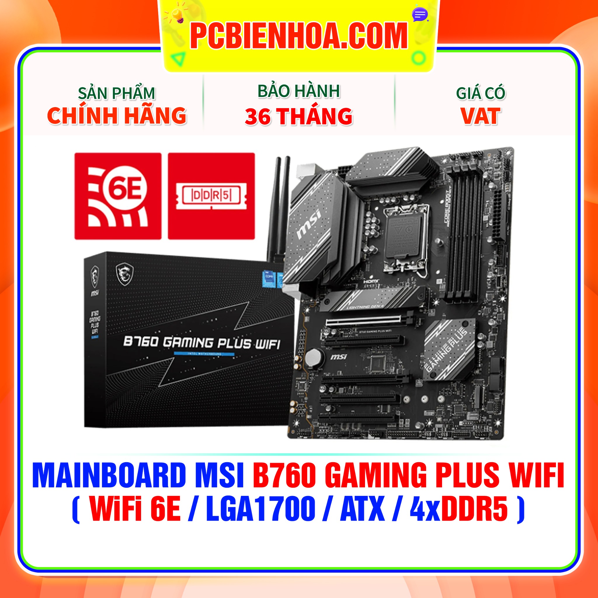 MAINBOARD MSI B760 GAMING PLUS WIFI  WiFi 6E LGA1700 ATX 4xDDR5