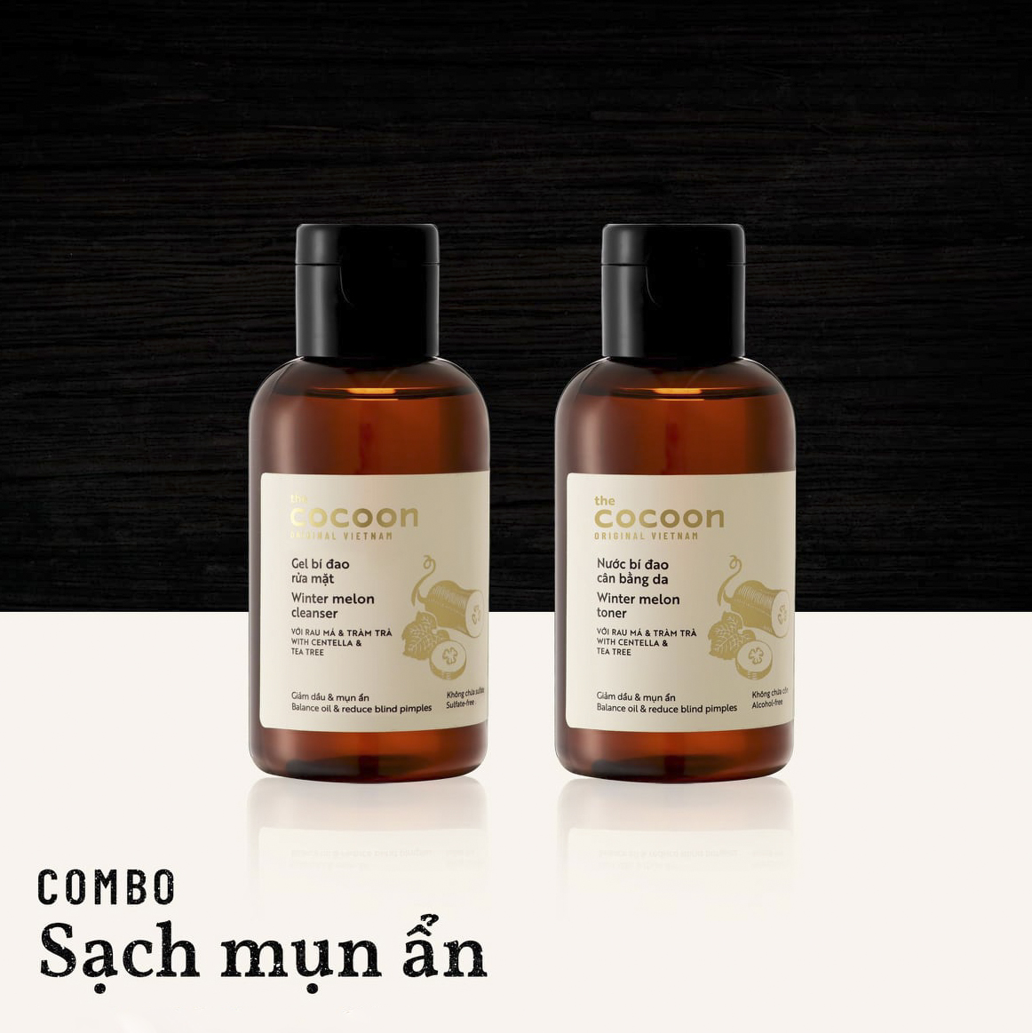 Bộ đôi giúp hết mụn, dưỡng ẩm da 1 Gel Rửa Mặt Bí Đao và 1 Nước Cân Bằng Da Bí Đao COCOON