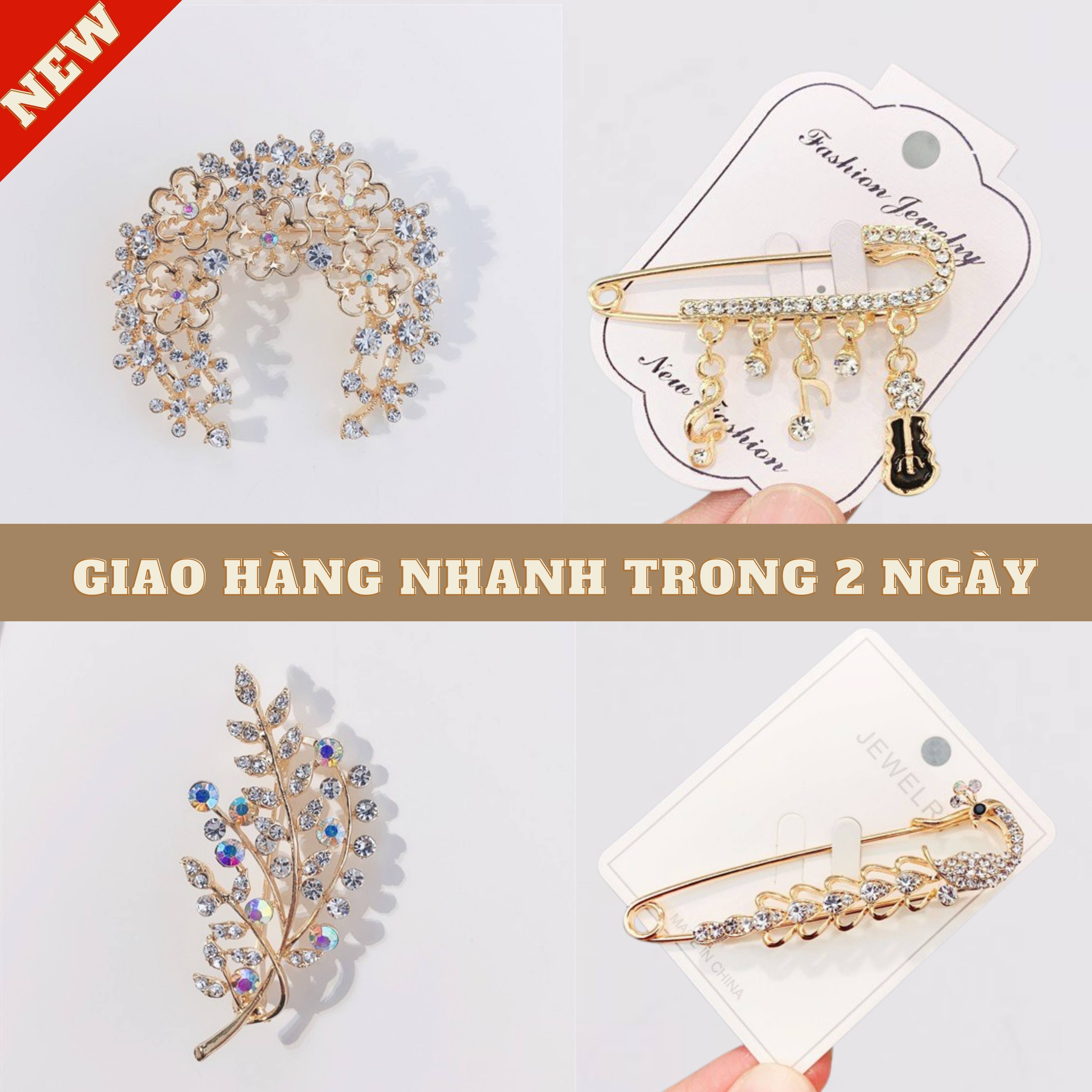 Ghim cài áo, cài áo đính đá nhiều kiểu dánh sang trọng umi