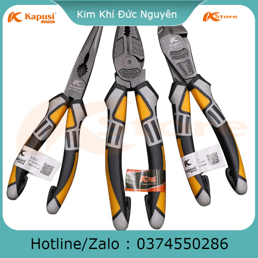 Tổng hợp các mẫu kìm 8inch của kapusi, kìm điện - cắt - nhọn đa năng kapusi japan 8inch thép crv cao cấp siêu bền, kìm cắt dây điện kiểu đức kim khí đức nguyên