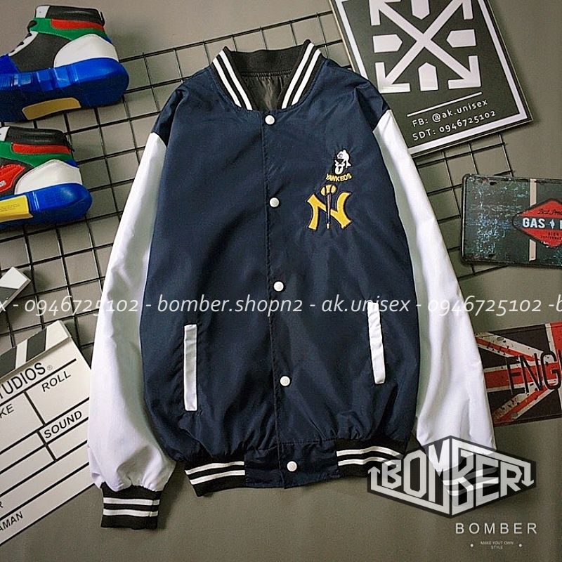 [Ảnh + Video thật] Áo khoác bomber thiết kế Unisex style bóng chày