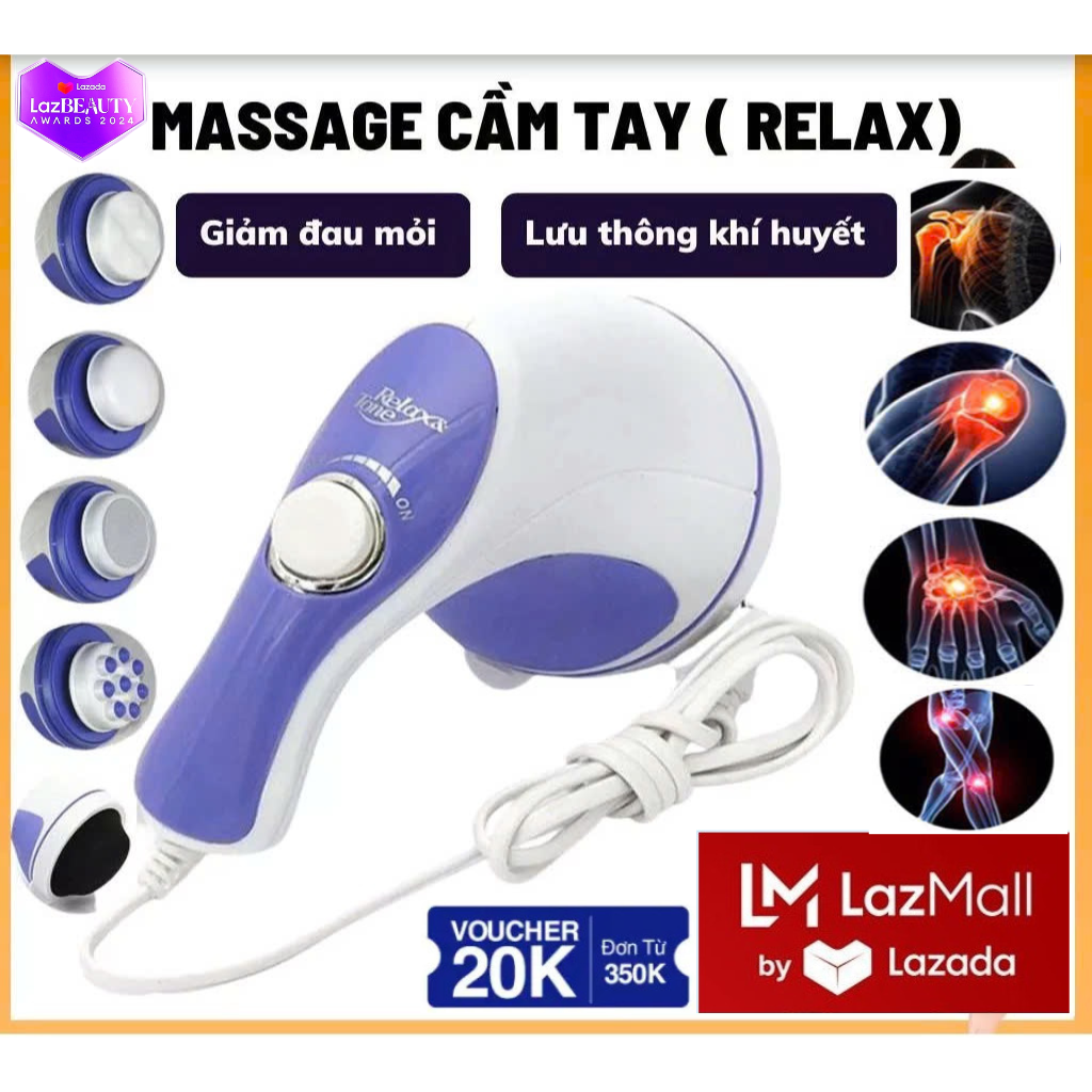 LazMall SUPER SALE LazBeauty Relax & Spin Tone Massager (Trắng) Máy Massage Cầm Tay Relax Tone 5 Đầu Massage Giúp Thư Giãn, Giảm Mỏi Cơ Bắp, Giảm Mỡ Thừa Hiệu Quả, Làm Thon Gọn Cơ Thể ,Giảm Đầu Nhức Ngủ Ngon .HÀNG CHÍNH HÃNG