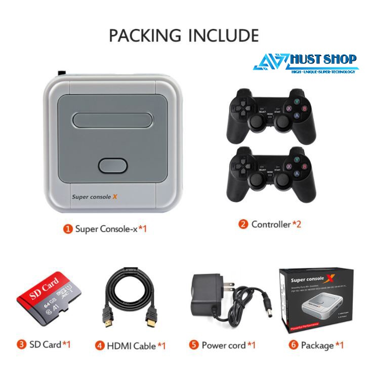 Máy Chơi Game Stick 4K Super Console X - 30.000 game tặng thẻ nhớ 64gb, máy chơi game 4 nút psp/ps1/nes/snes/gba/sega