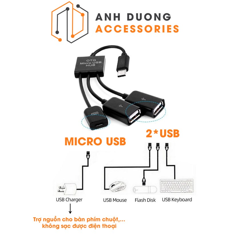 Cáp OTG cổng TypeC/MicroUSB Kết Nối Điện Thoại Với Bàn Phím Chuột Ổ Cứng