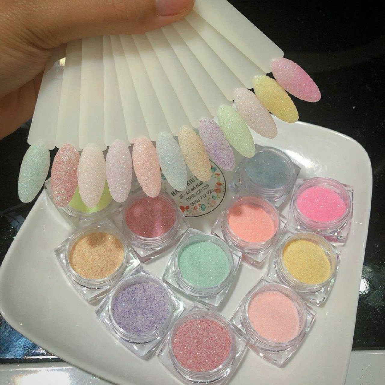 Set Cát rắc 12 màu kim tuyến chăm sóc móng làm nail theo phong cách Hàn Quốc shop Nailart