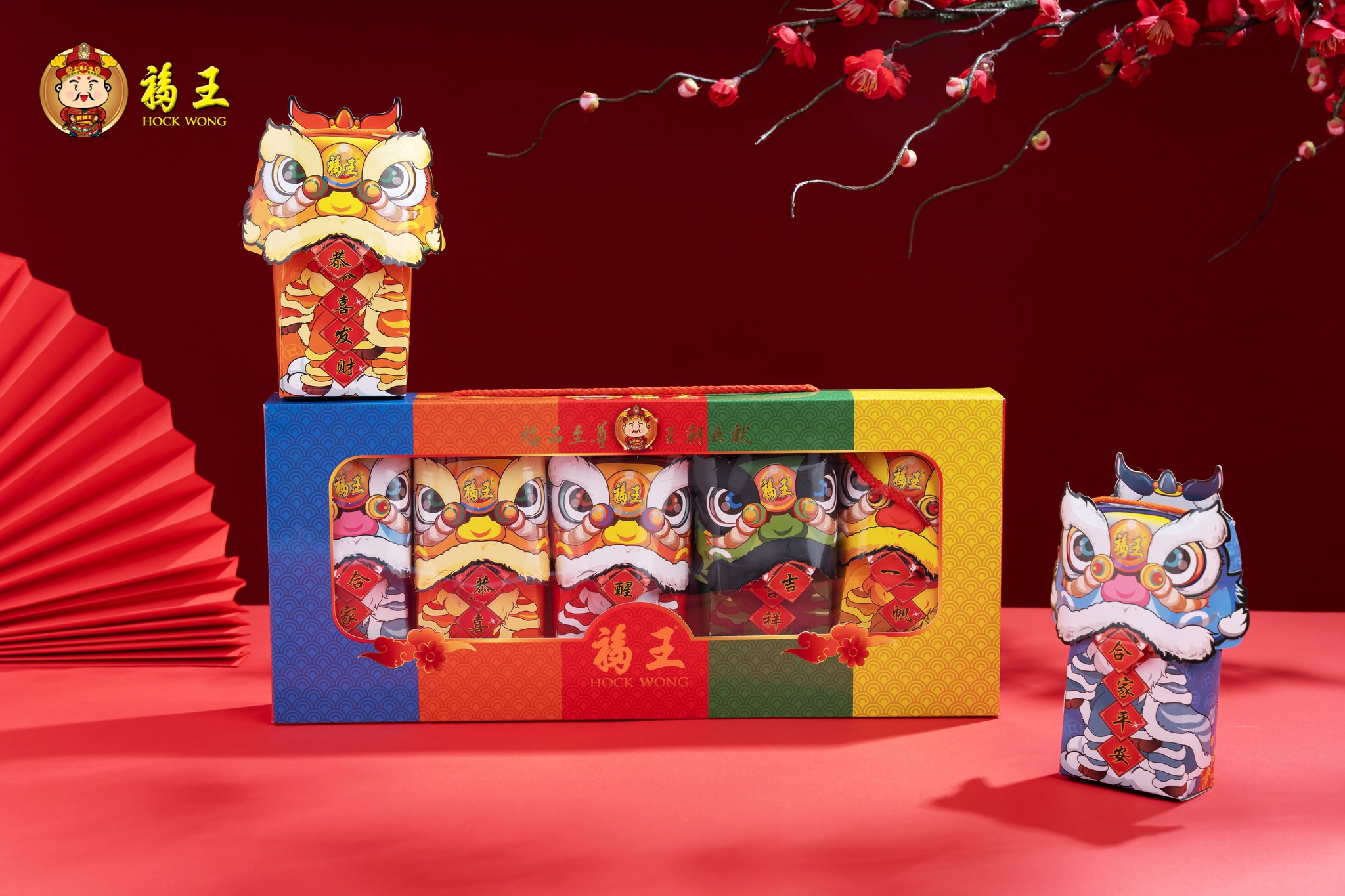 Bộ ngũ lân hổ tướng mini 2d bakkwa thịt heo nướng hock wong - quà tặng cao cấp, may mắn, thịnh vượng