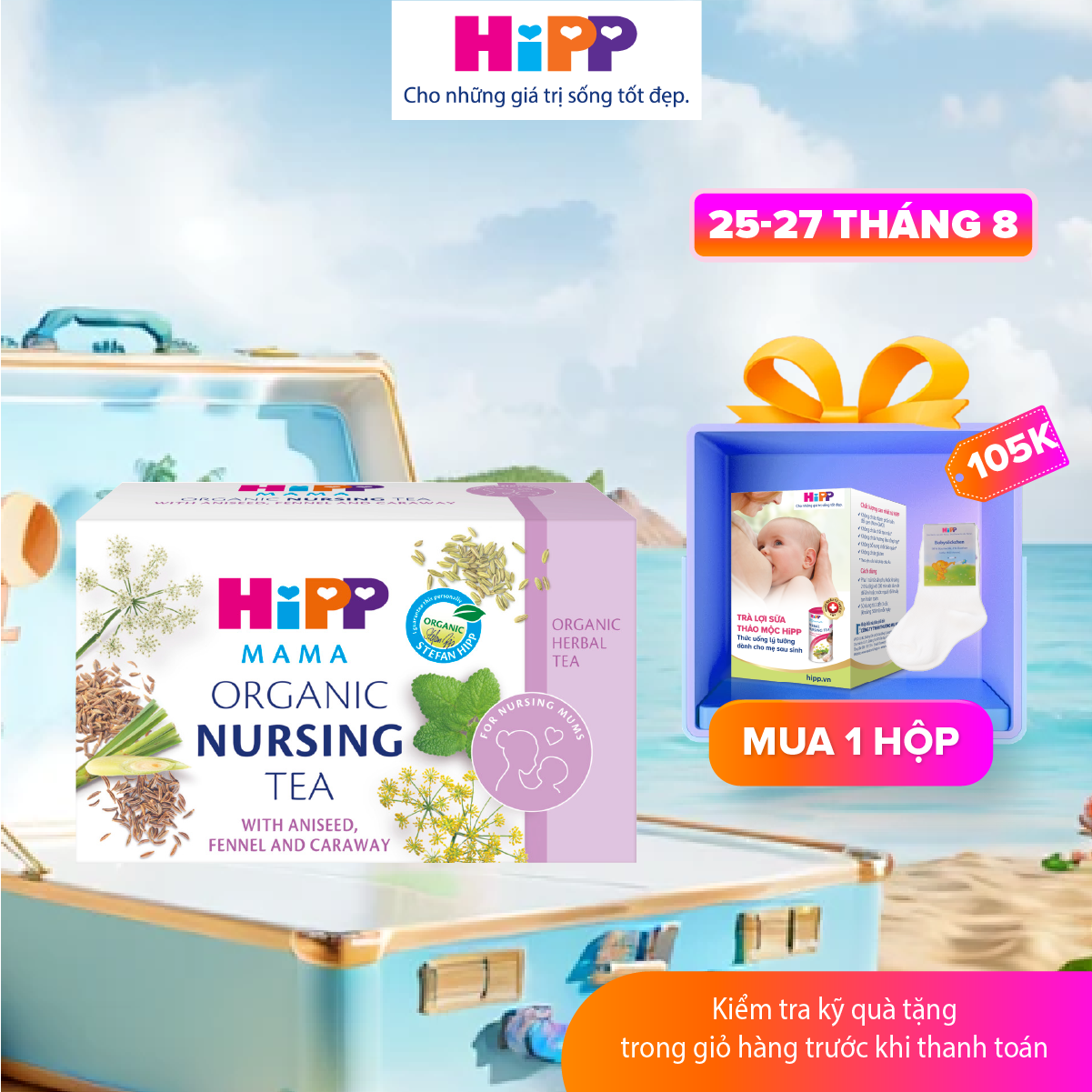 Trà thảo mộc hữu cơ HiPP Mama dành cho mẹ cho con bú - giúp bồi bổ cơ thể, giải khát và lợi sữa