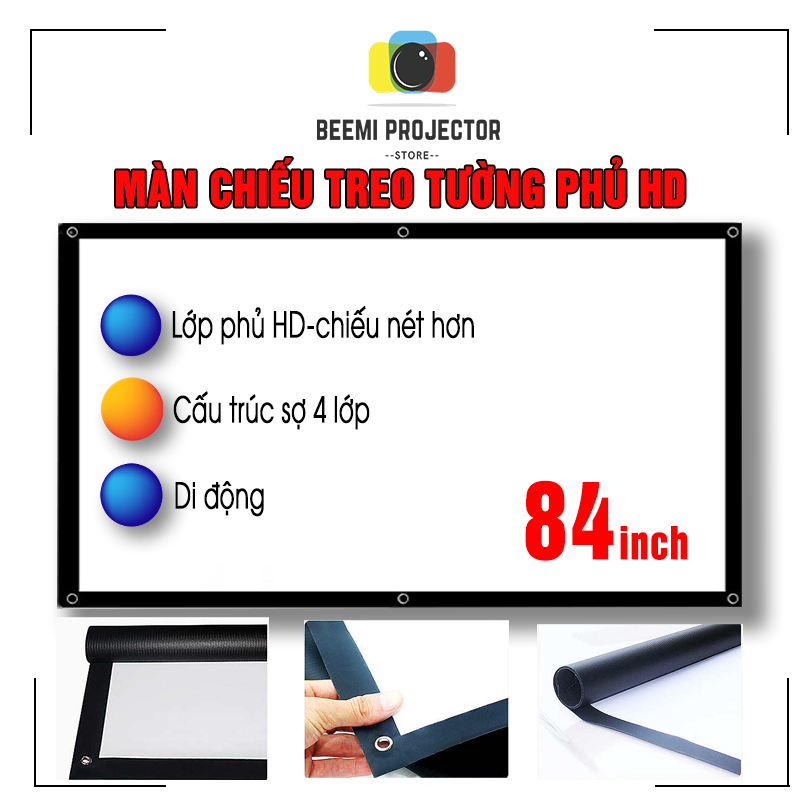 Màn chiếu phim dán tường 84inch màn chiếu di động chuyên dụng cho máy chiếu chất lượng cao cấp
