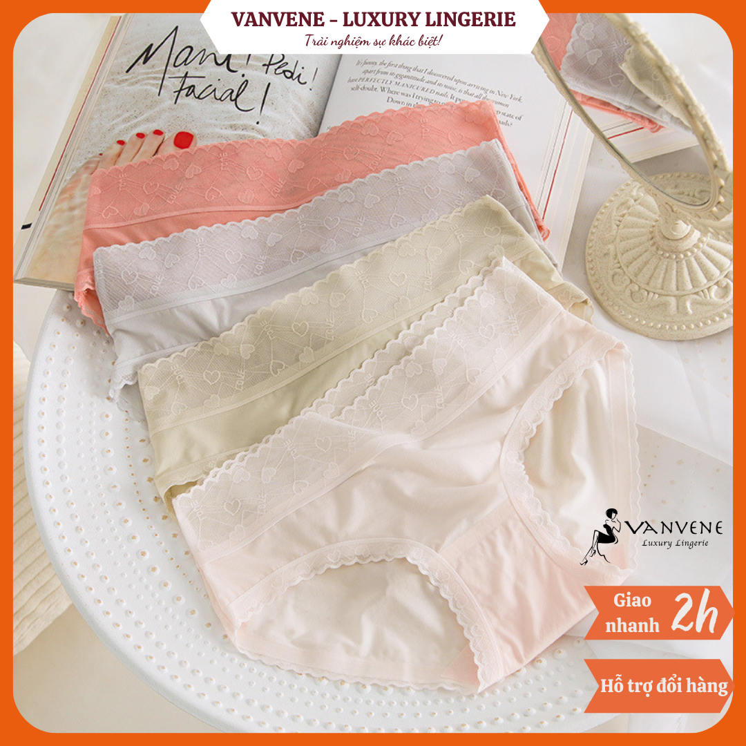 Quần Lót Lụa Lạnh Fabic Vanvene Cạp Cao Không Lộ Viền Lót Cotton Dập 2 Lớp Kháng Khuẩn Chống Viêm Cao Cấp Q298