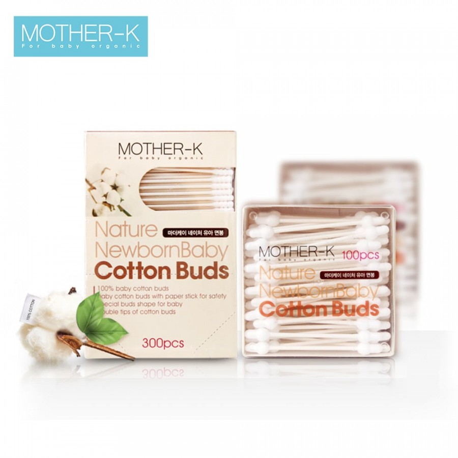 Tăm bông cho bé mother-k hộp 100c/hộp 300c