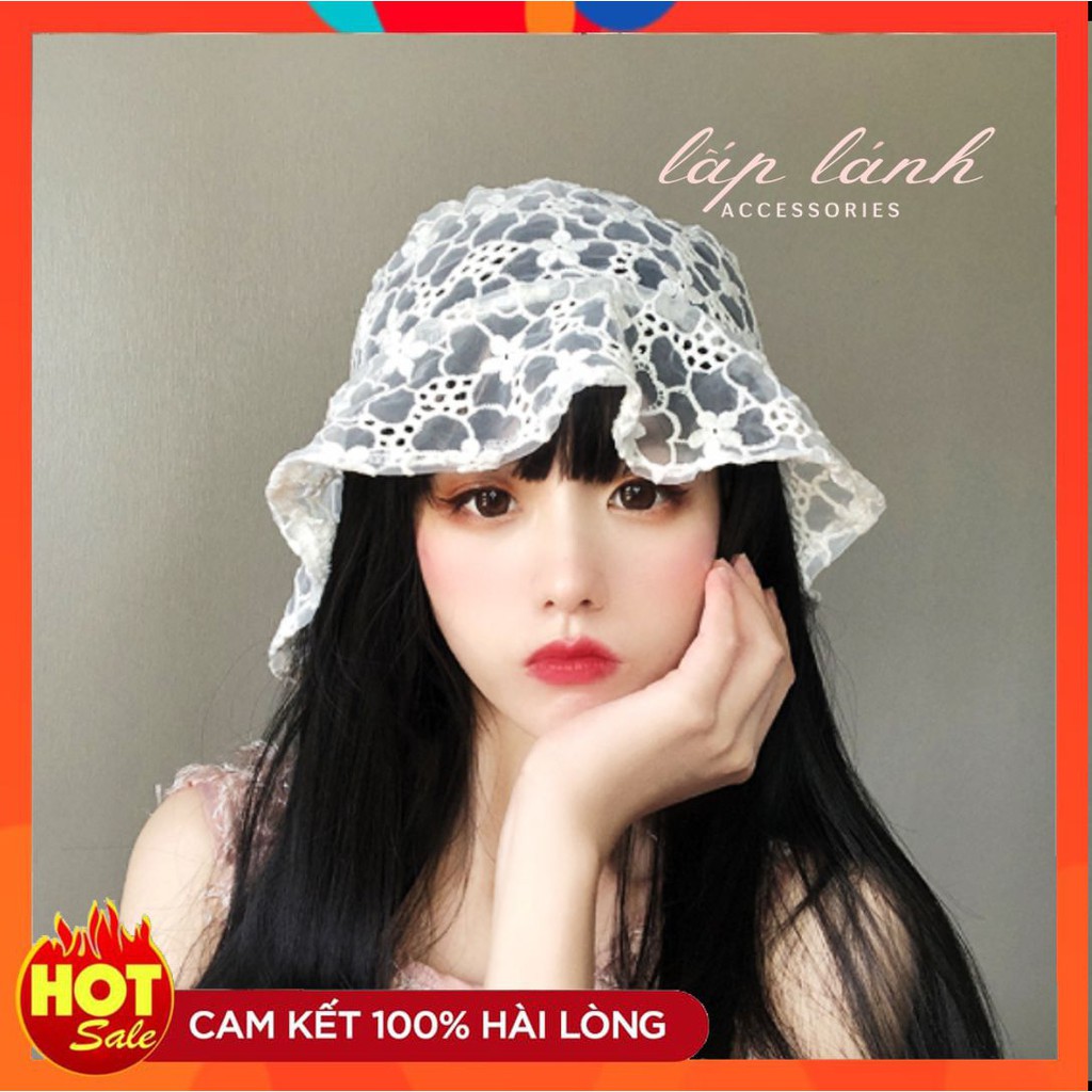 Mũ nón ren lưới hoa cúc trắng trong suốt phong cách hàn quốc n03