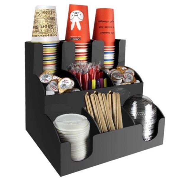 Kệ đựng cốc trà sữa - Giá đỡ ly nhựa Mika 3 tầng 9 ngăn