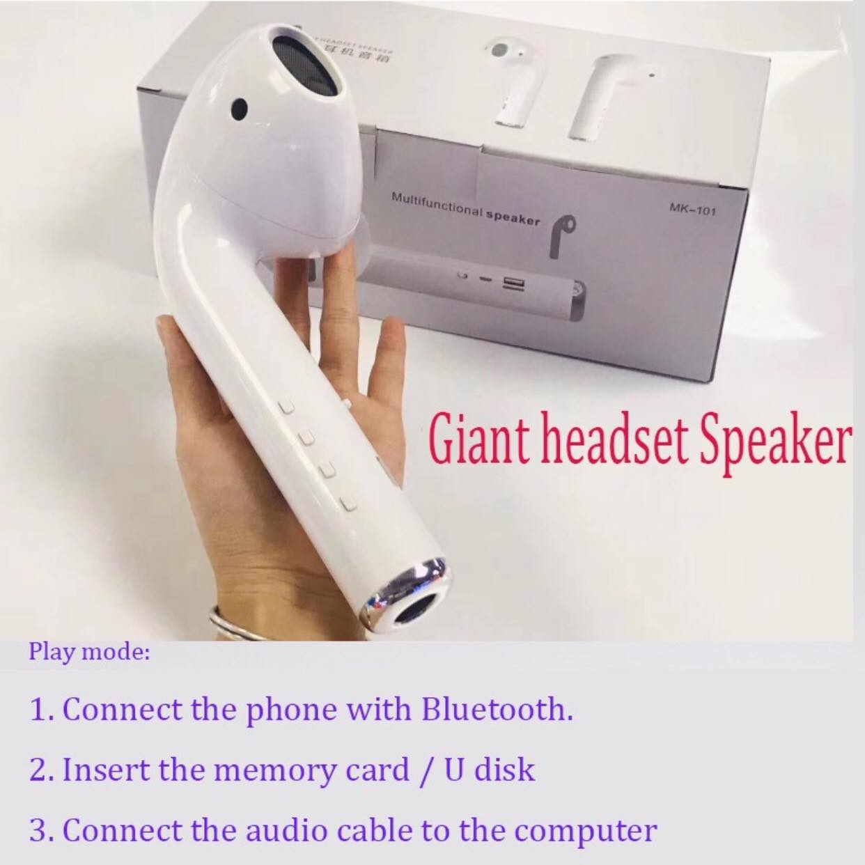 Loa bluetooth không dây, hình tai nghe airpod, tai nghe khổng lồ, giá rẻ, loa bluetooth hinh tai nghe
