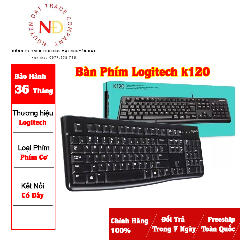 Bàn phím có dây Logitech K120 chuyên văn phòng bảo hành 3 năm lỗi đổi mới - Hàng Chính Hãng