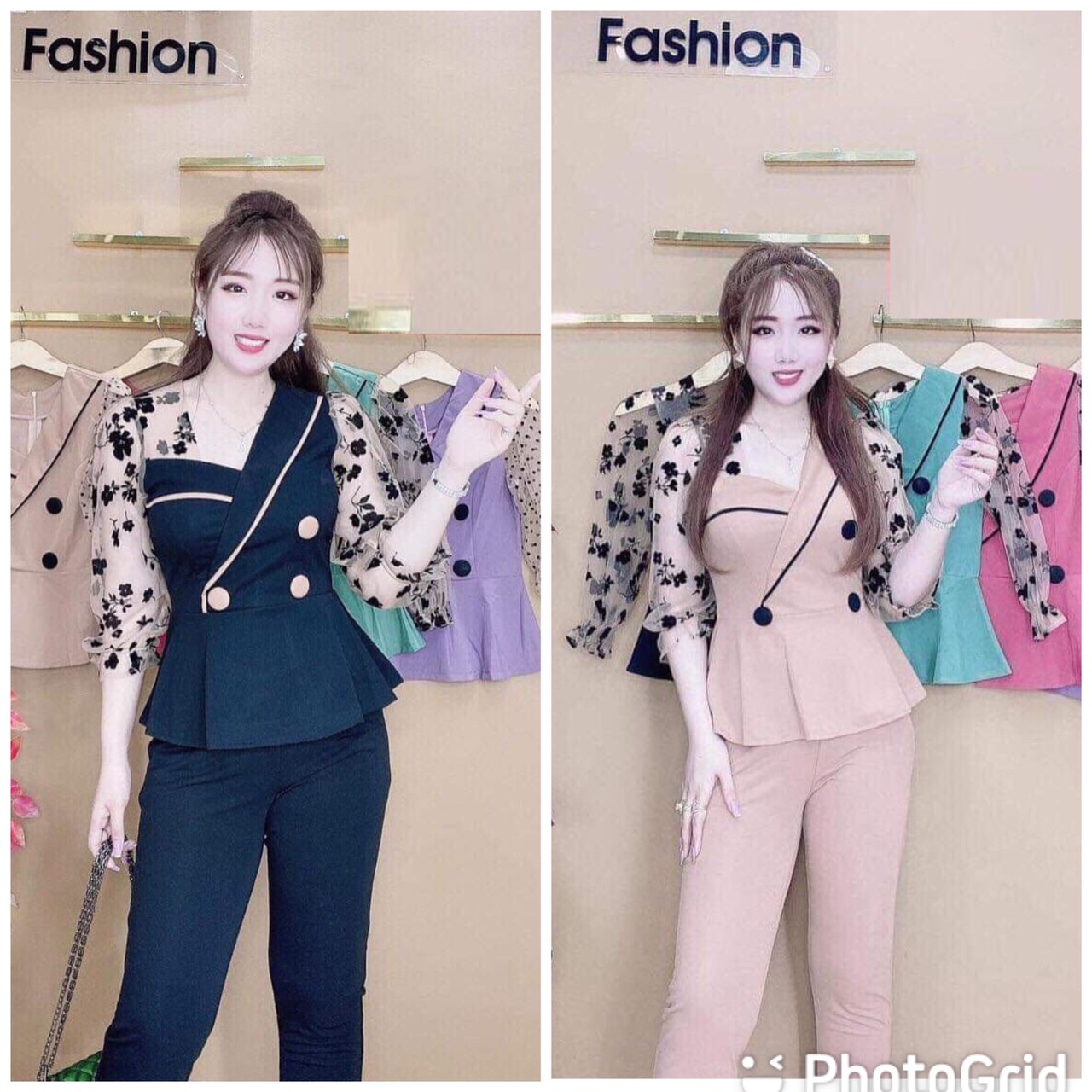 [HCM][Mẫu mới] Set bộ thun cát hàn mặc nhà phối lưới đen cực xinh