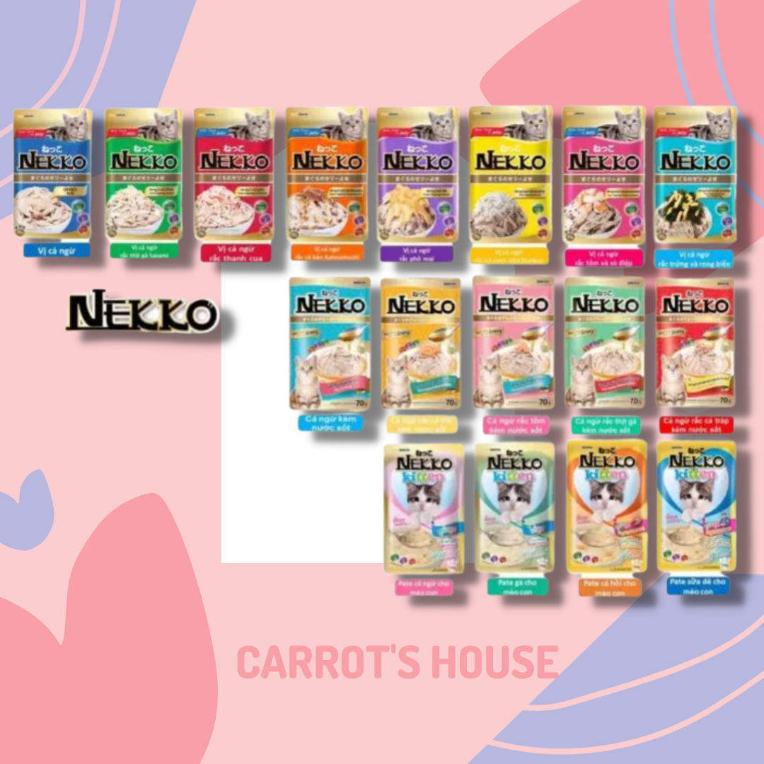 (HCM) Pate cho thú cưng thức ăn ướt dành cho mèo mọi lứa tuổi NEKKO in Jelly, Gravy, Kitten Mouse đủ vị dạng gói 70g