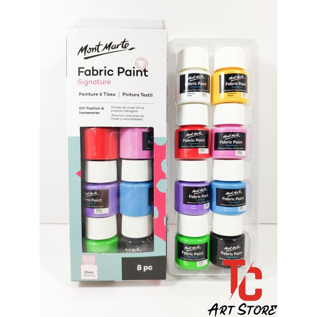 ◊❄  Màu vẽ vải Mont Marte bộ 8 màu x 20ml Fabric Paint